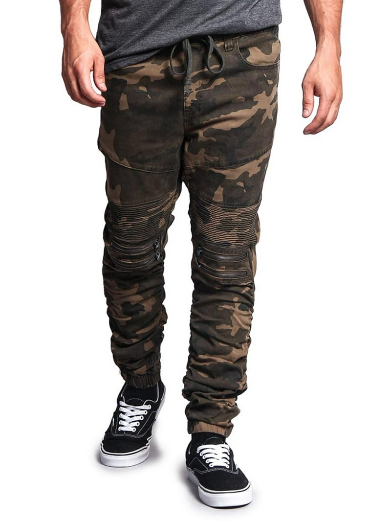 Victorious Men's Scrunch Stacked Biker Twill Jogger Pants