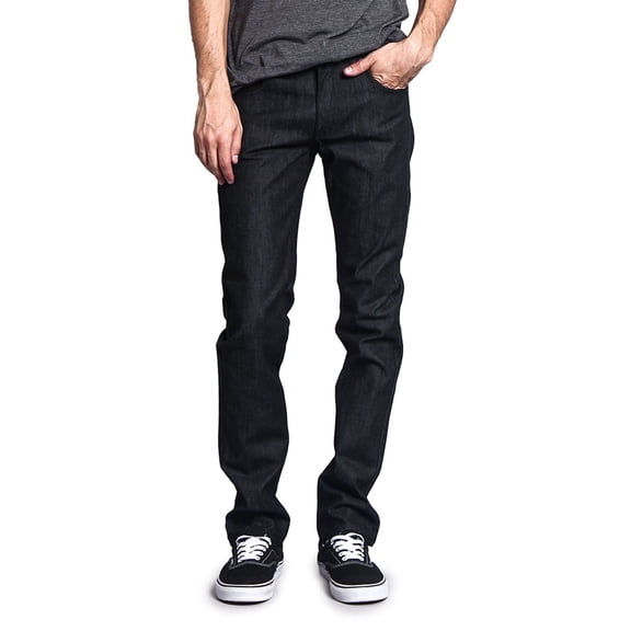 Victorious Men's Skinny Slim Fit Stretch Raw Denim Jeans - Multiple Colors & Sizes