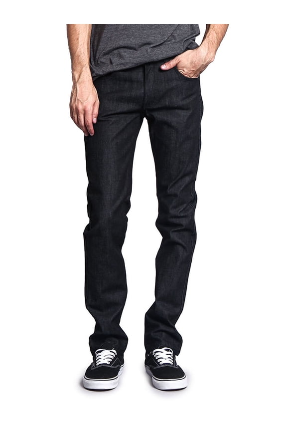 Victorious Men's Skinny Slim Fit Stretch Raw Denim Jeans - Multiple Colors & Sizes
