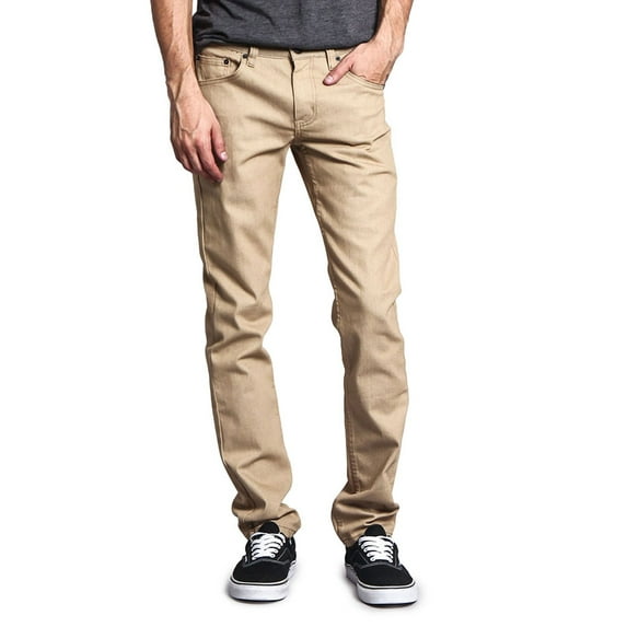 Victorious Men's Skinny Slim Fit Stretch Raw Denim Jeans - Multiple Colors & Sizes