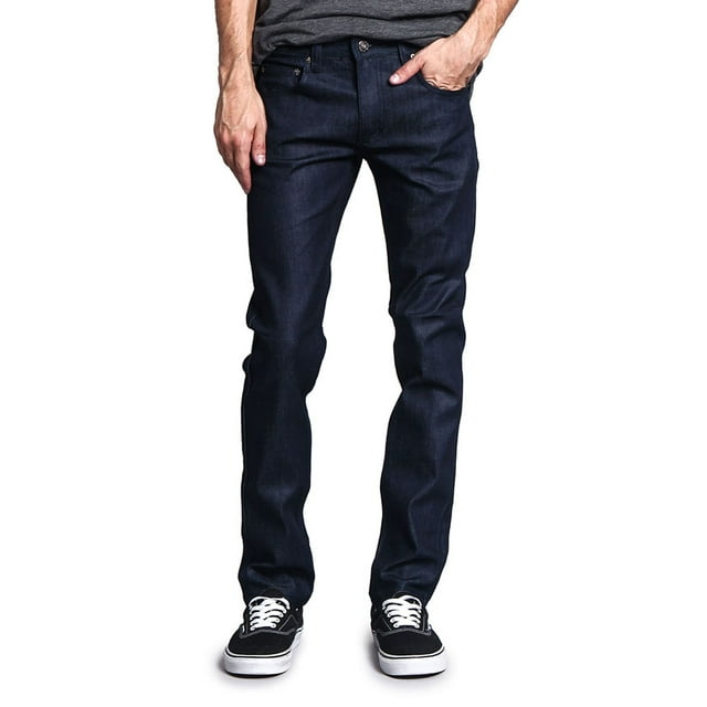Victorious Men's Skinny Slim Fit Stretch Raw Denim Jeans - Multiple Colors & Sizes