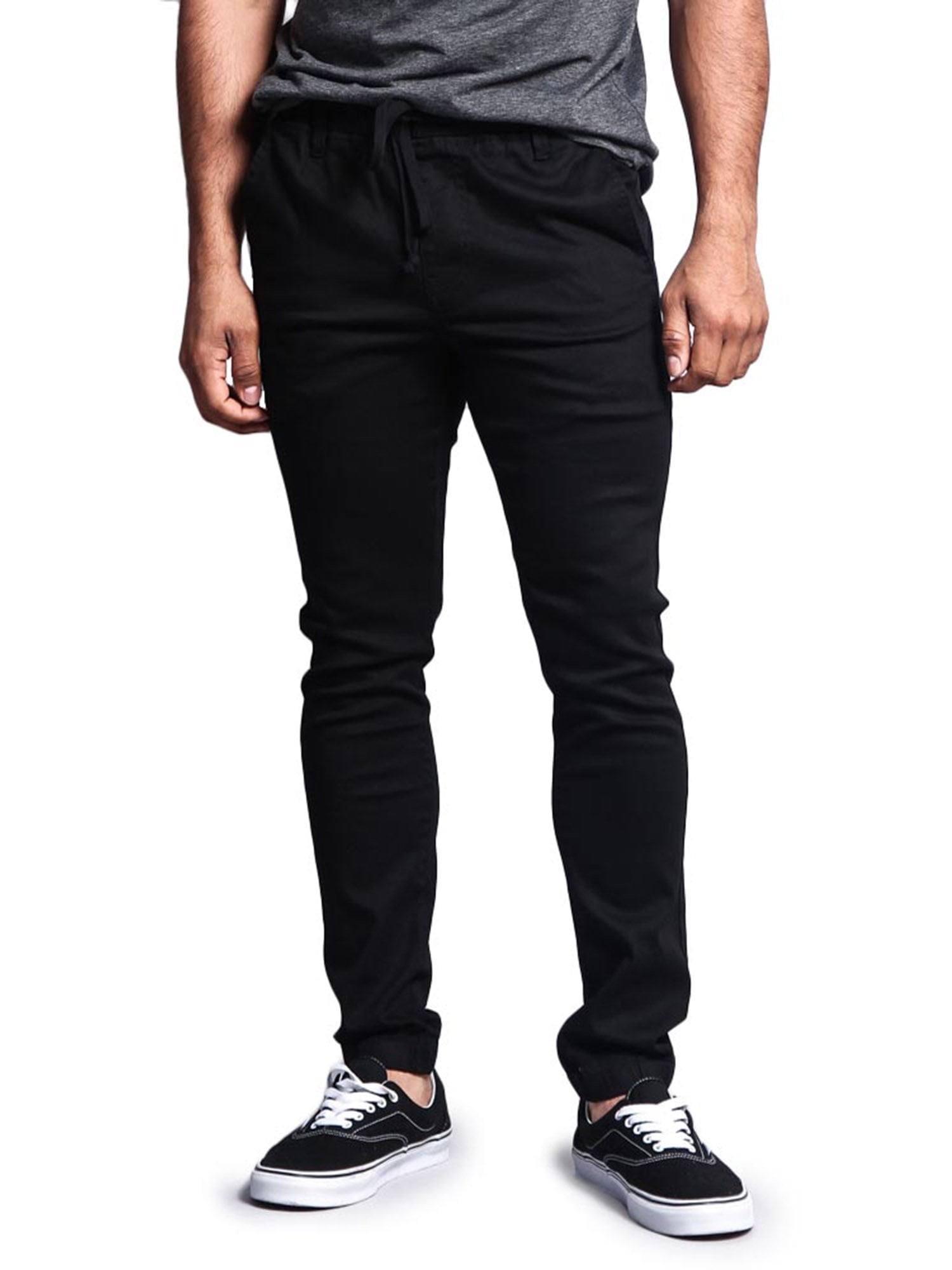 Victorious Men's Casual Jogger Pants – Stretch Twill, Drop Crotch, Tapered Leg, Black 4XL