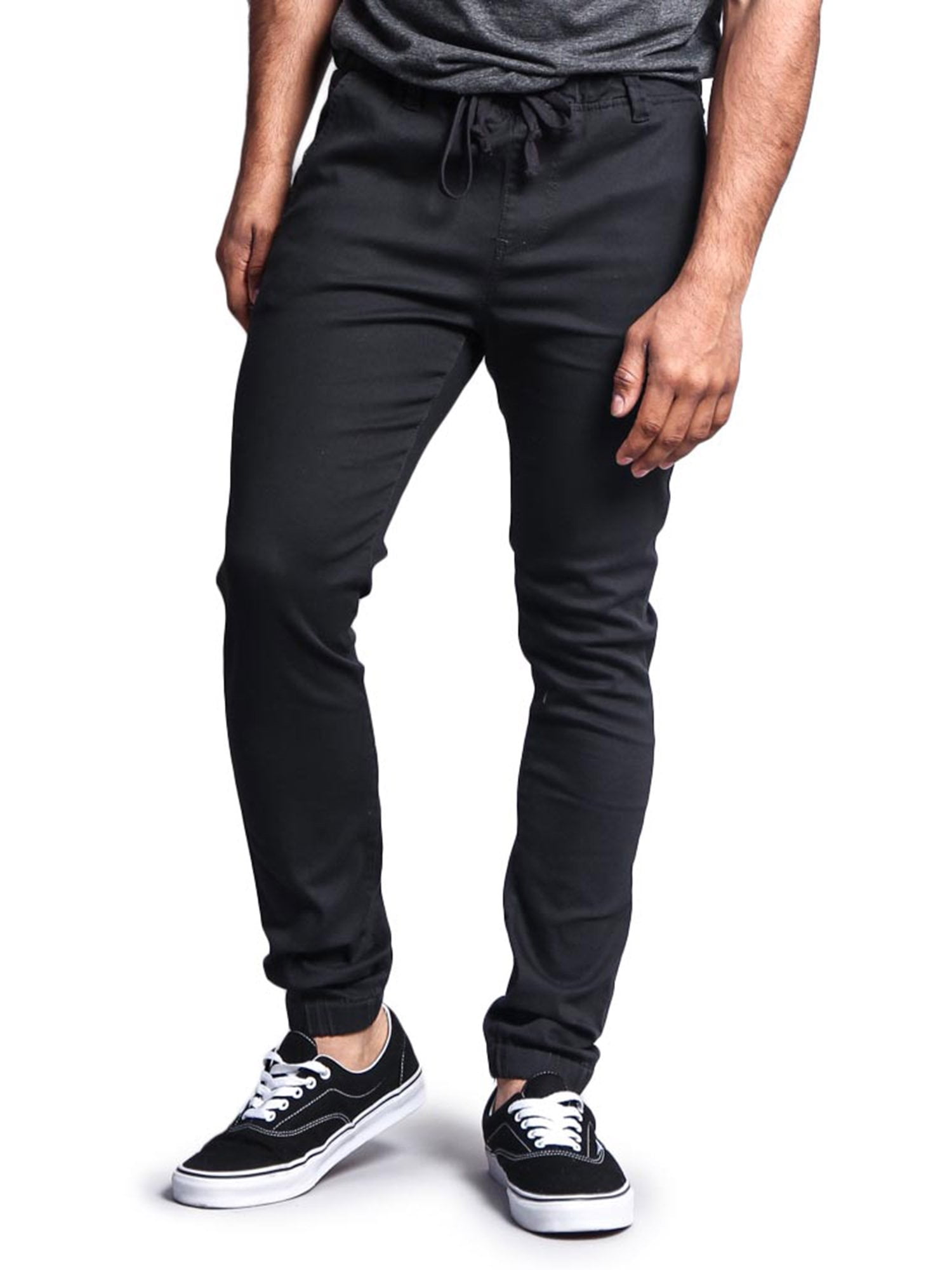 Victorious Men s Slant Pocket Skinny Jogger Twill Pants JG876 Charcoal Large
