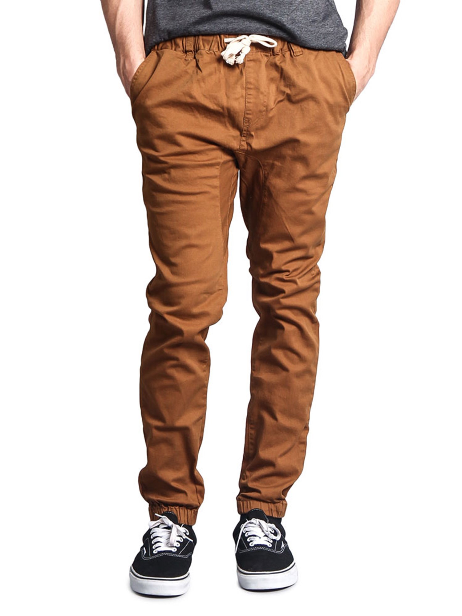 Victorious Herren Twill Jogger Hose – Stretch, Mit Cargo-Taschen, Verstellbarem Bund