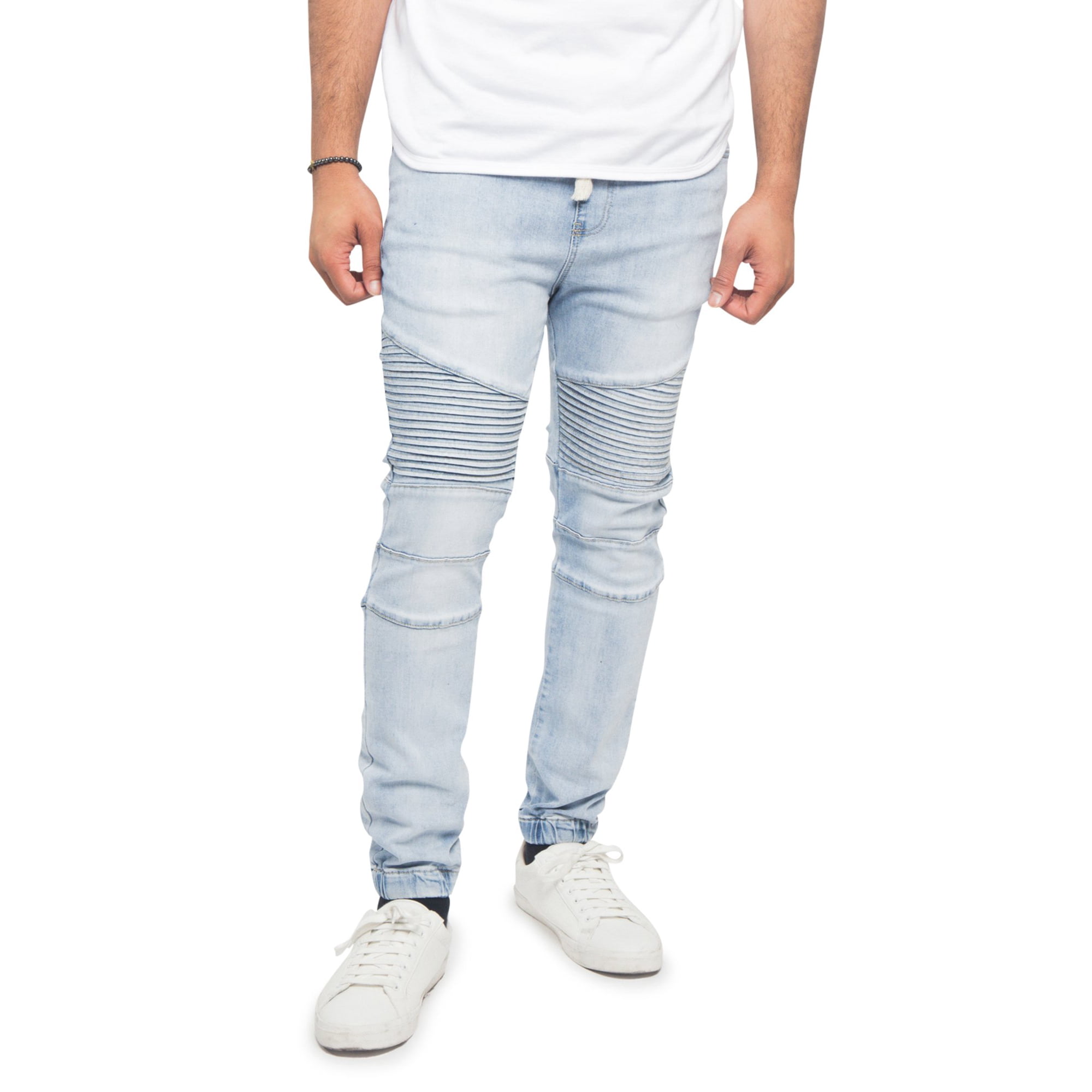 Victorious Fit Biker Denim Jogger Jeans - Light Indigo - Large - Walmart.com