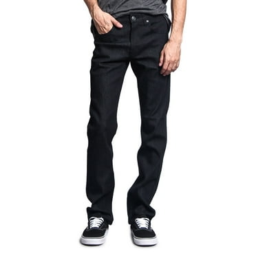 Victorious Men's Slim Fit Unwashed Raw Denim Jeans DL980 - Black - 38/30