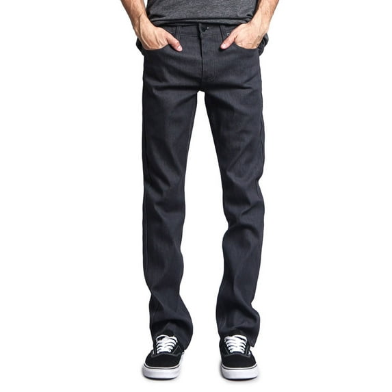 Victorious Men's Slim Fit Unwashed Raw Denim Jeans DL980 - Charcoal - 34/32