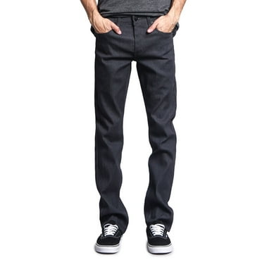 Victorious Men's Slim Fit Unwashed Raw Denim Jeans DL980 - Charcoal - 40/32