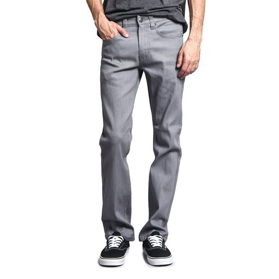 Victorious Men's Slim Fit Unwashed Raw Denim Jeans DL980 - Gray - 34/32