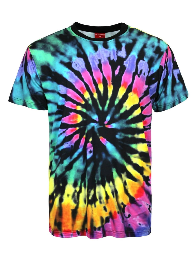caloline tie dye bal collar M-65　M Victorious Men's Spider Spiral Tie Dye T-Shirt TS7432