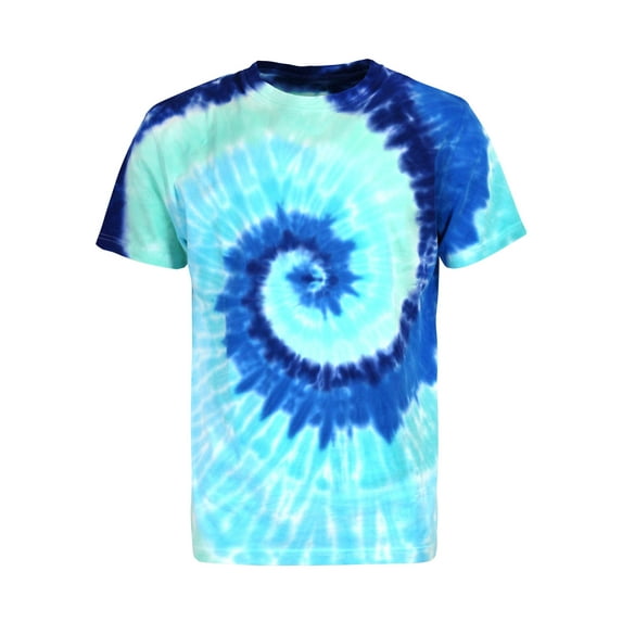 Victorious Men's Spiral Graphic Tie Dye T-Shirt TS7418 - Blue Multi Color - Medium