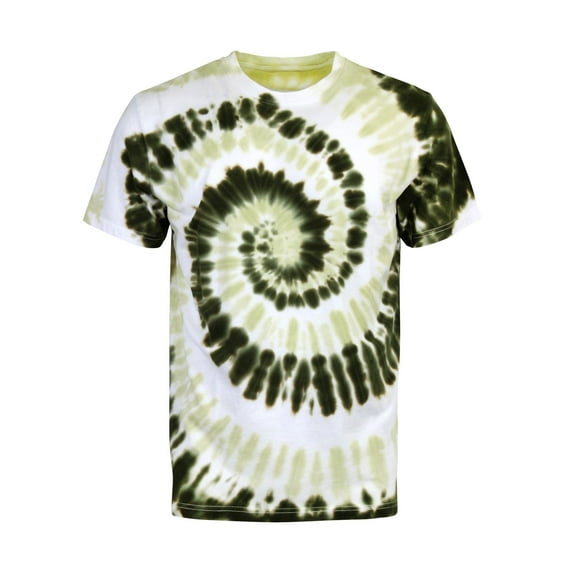 Victorious Men's Spiral Graphic Tie Dye T-Shirt TS7419 - Light Olive/Olive - Large