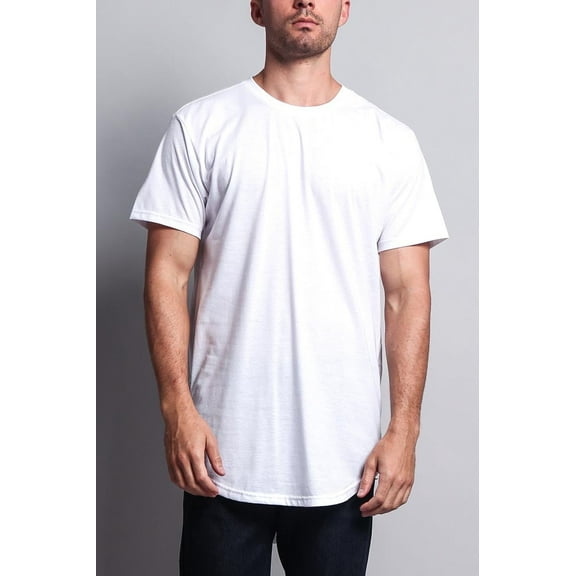 Victorious Men's Triple Stacked Contrast Long Length Curved Hem T-Shirt TS632 - WTB -SML