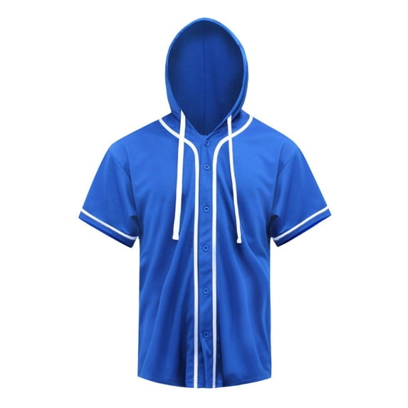 Victorious Men's Two Tone Hoodie Baseball Jersey BJ63 - Royal Blue - X-Large
