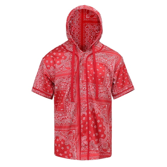 Victorious Men's Two Tone Hoodie Baseball Jersey BJ64 - Red - Medium