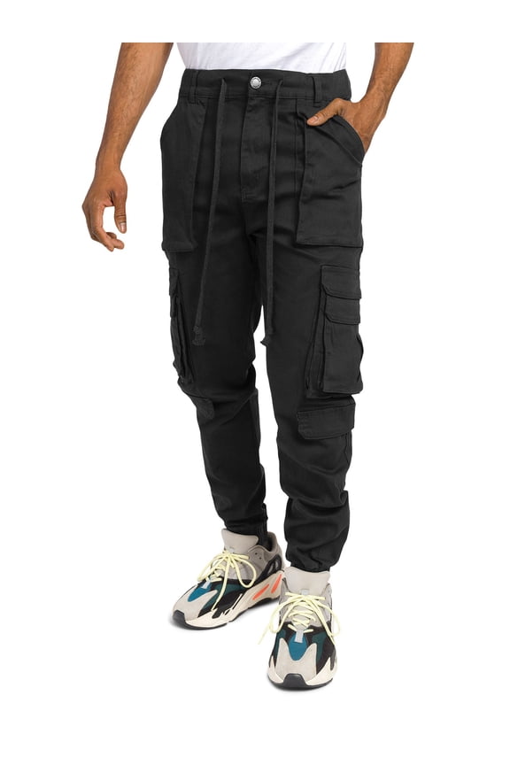 Men's Utility Techwear Cargo Jogger Pants JG3030-NEW - Black - Small