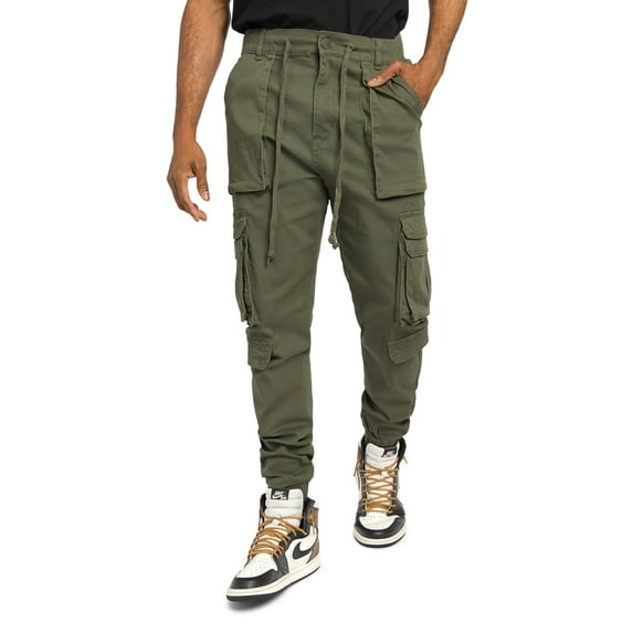 Victorious Men's Utility Techwear Cargo Jogger Pants JG3030-NEW - Olive - 3X-Large