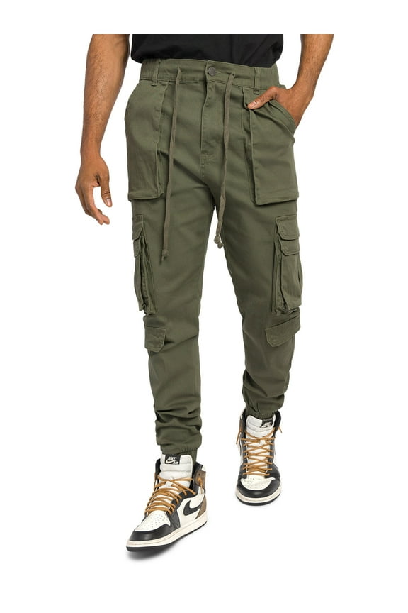 Men's Utility Techwear Cargo Jogger Pants JG3030-NEW - Olive - 4X-Large