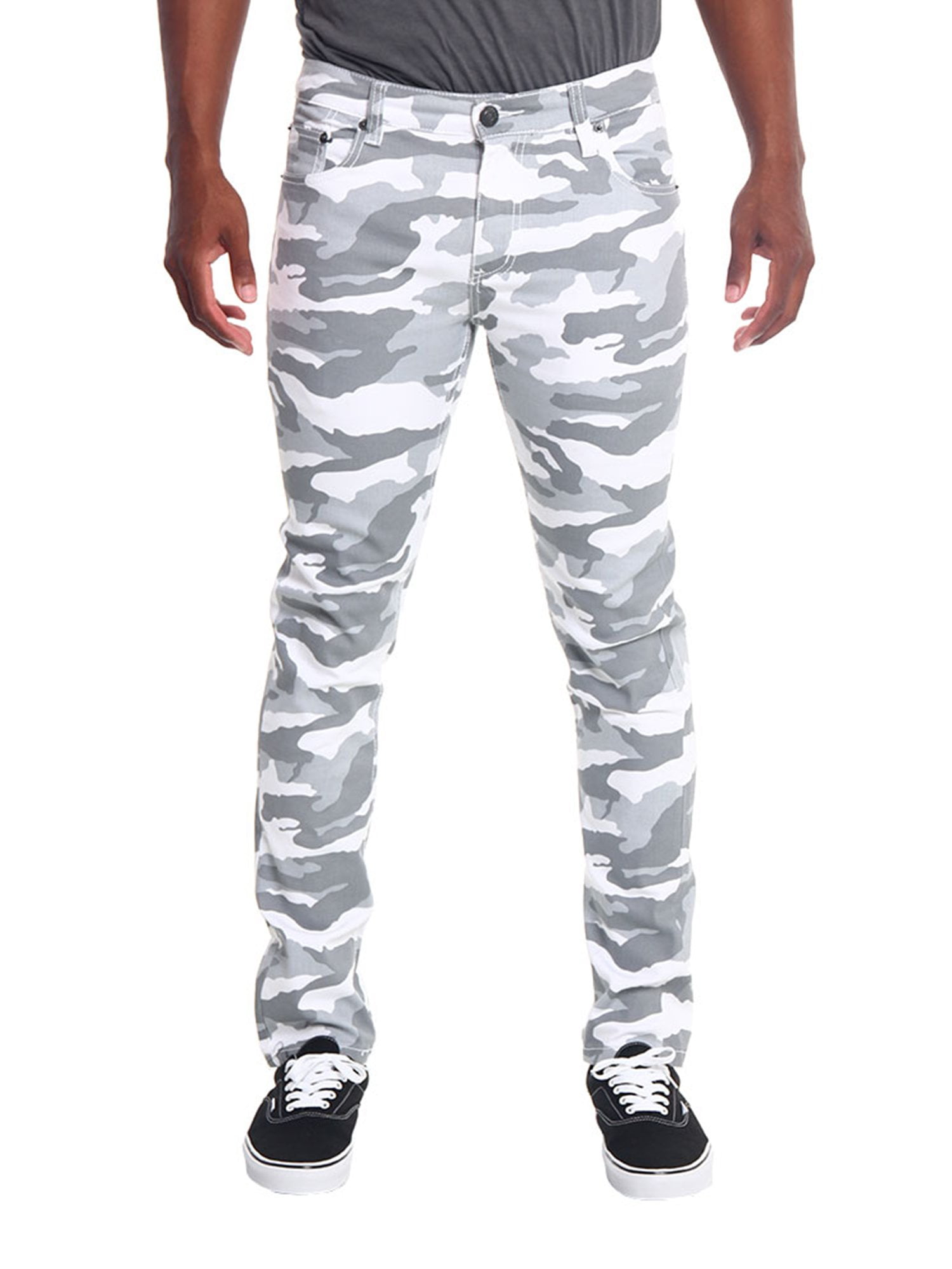 Victorious Mens Camouflage Skinny Fit Jeans AR169 - OLIVE