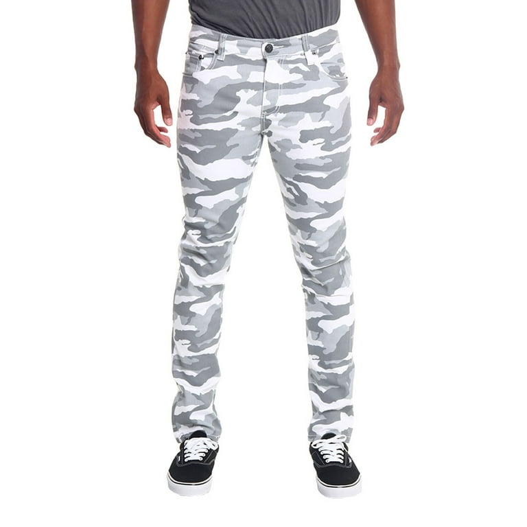 Victorious Mens Camouflage Skinny Fit Jeans AR169 - WHITE Victorious Mens Camouflage Skinny Fit Jeans AR169 - WHITE
