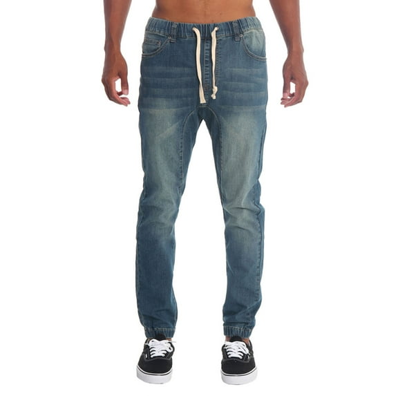 Victorious Mens Drop Crotch Jogger Denim Pants JG803 - Vintage - 2X-Large