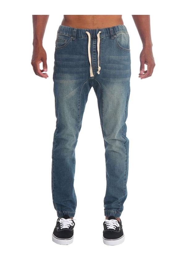 Victorious Mens Drop Crotch Jogger Denim Pants JG803 - Vintage - 3X-Large