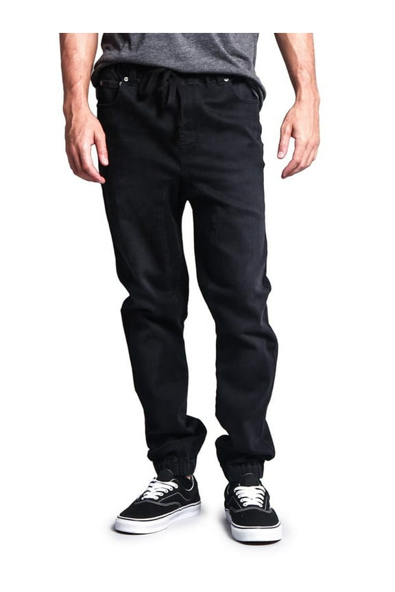 Victorious Mens Drop Crotch Jogger Denim Pants, Multiple Colors & Up to 5XL