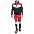thumbnail image 1 of Victorious Tri Colorblocked Striped Outseam Sleeves Zipper Drawstring Fashion Workout Track Suit ST553 - Red - Medium, 1 of 5