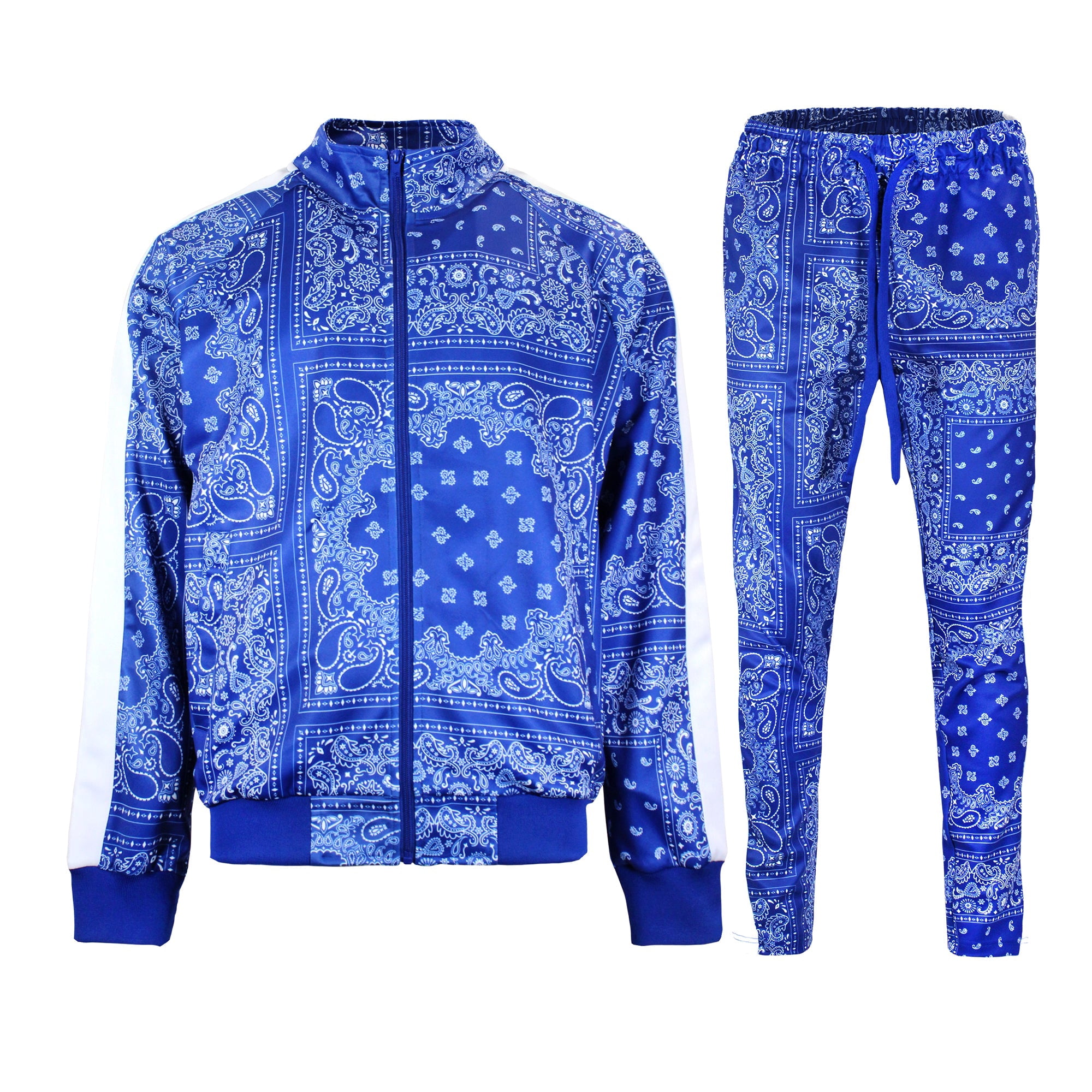 Victorious Women's Bandana Paisley 2 Piece Tracksuit Set - Royal