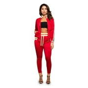 Victorious Womens G Track 2 Piece Tracksuit Set - Sweatshirt Jacket and Sweat Pants VL208 - Red - Small