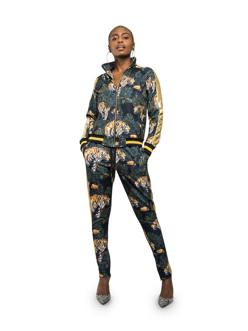 Victorious Women's Piece Jungle Floral Tiger Tracksuit Set