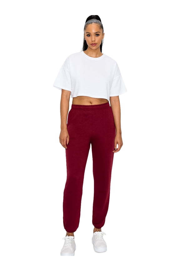 Victorious Women's Lightweight Fleece Elastic Bottom Sweatpants with Pockets, Up To 5X