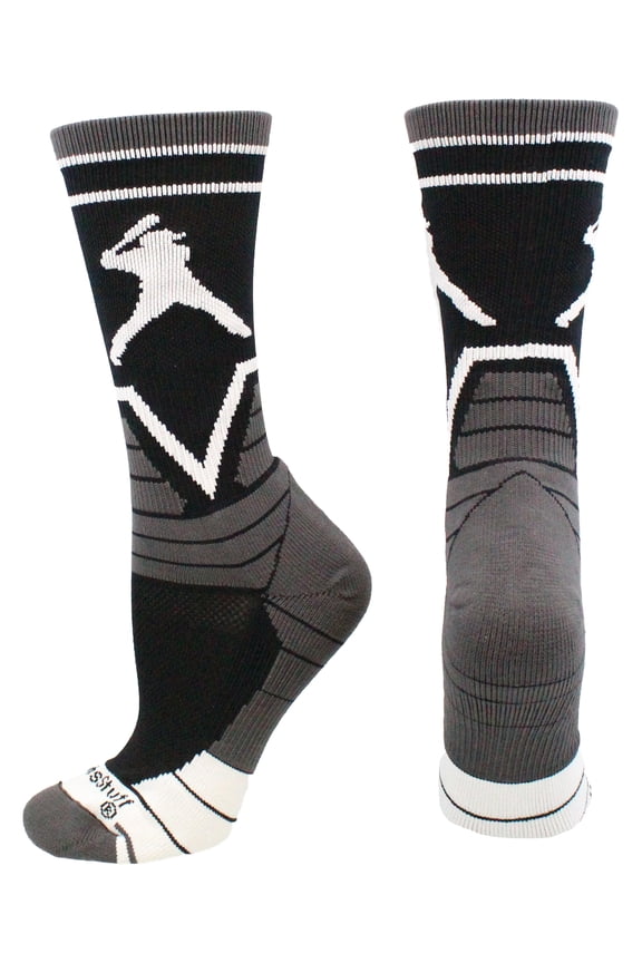 Victory Baseball Socks with Player Crew Length (Black/Graphite/White, Large)