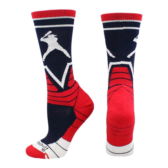Victory Baseball Socks with Player Crew Length (Navy/Scarlet/White, Medium)