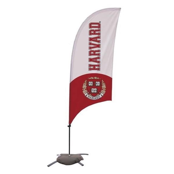 Harvard Crimson 7.5' College Sports Printed Feather Flag with Spike Base - NCAA Licensed - Super Polyester - School Banner (White, Red)