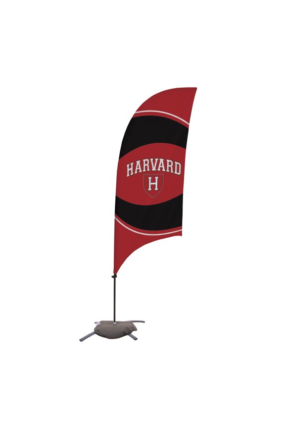 Harvard Crimson 7.5' College Sports Printed Feather Flag with Cross Base - NCAA Licensed - Super Polyester - School Banner (Red, Black, White)