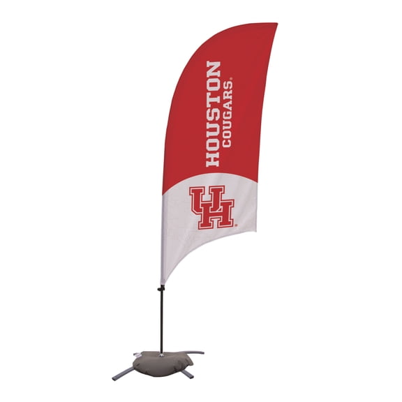 Houston Cougars 7.5' College Sports Printed Feather Flag with Cross Base - NCAA Licensed - Super Polyester - School Banner (Red, White)