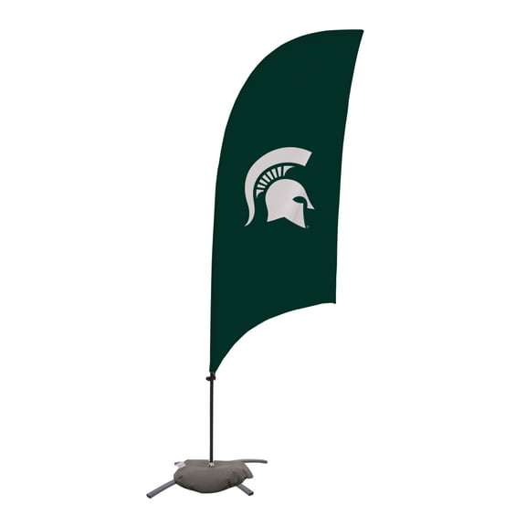 Michigan State Spartans 7.5' College Sports Printed Feather Flag with Cross Base - NCAA Licensed - Super Polyester - School Banner (Green, White)