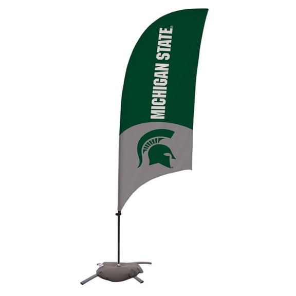 Michigan State Spartans 7.5' Two-Tone Razor Feather Stake Flag with Base