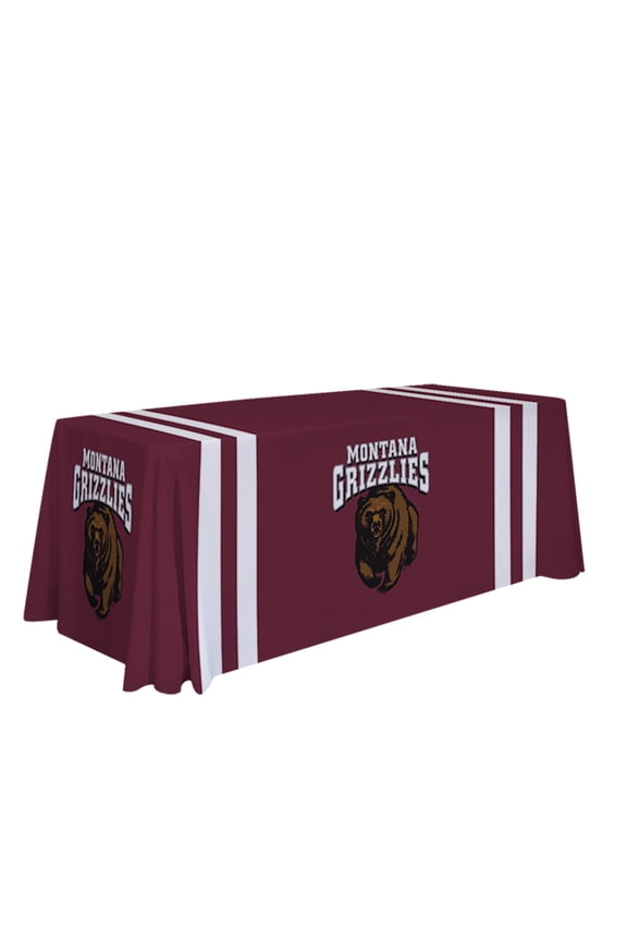 Montana Grizzlies 6' College Sports Printed Table Throw - NCAA Licensed - Polyester Draped - School Tablecloth (Maroon, White)