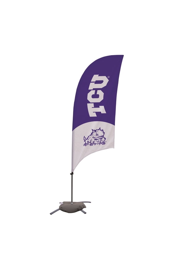 TCU Horned Frogs 7.5' Two-Tone Razor Feather Stake Flag with Base