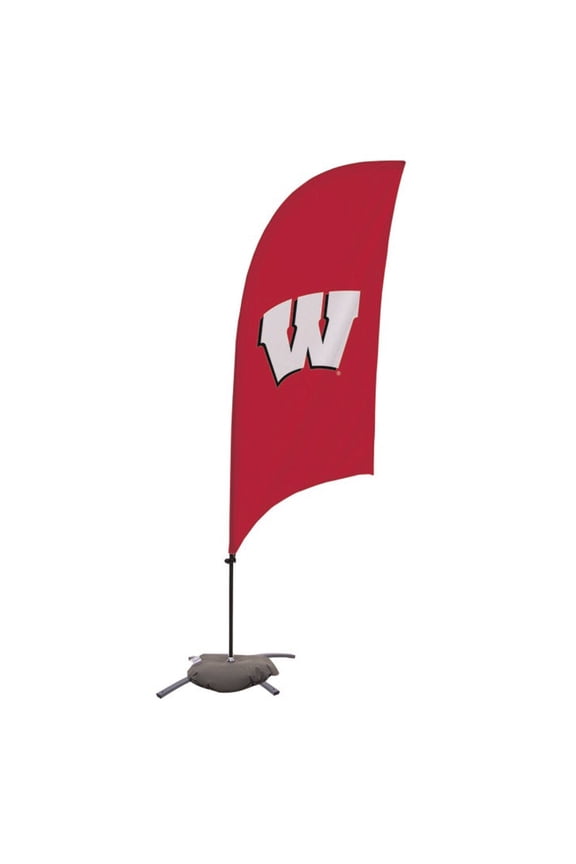 Wisconsin Badgers 7.5' Razor Feather Stake Flag with Base