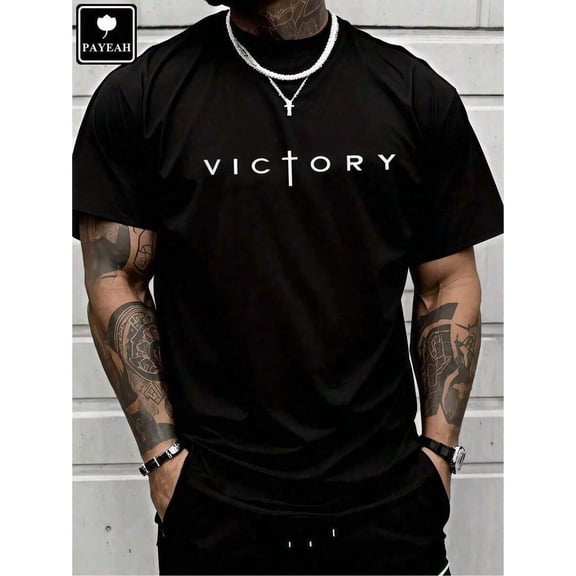 Victory Cross Graphic Tee – Minimalist Faith & Strength T-Shirt for Men, Urban Streetwear Top