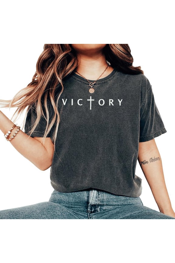 Victory Cross Subtle Christian Minimalist Religious Faith T-Shirt