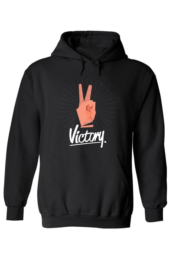 Victory Curved Font Quote Hoodie Men -Image by Shutterstock, Male Large