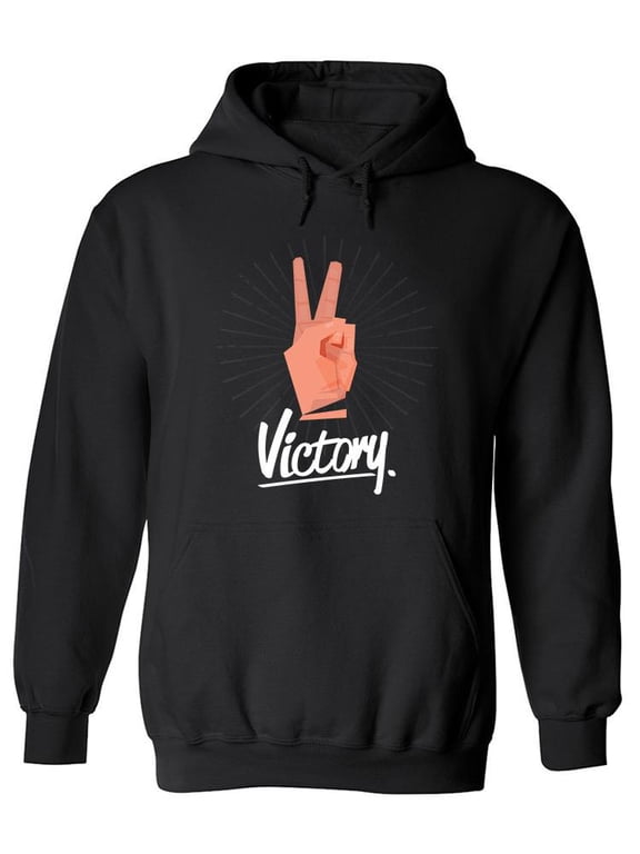 Victory Curved Font Quote Hoodie Men -Image by Shutterstock, Male Small