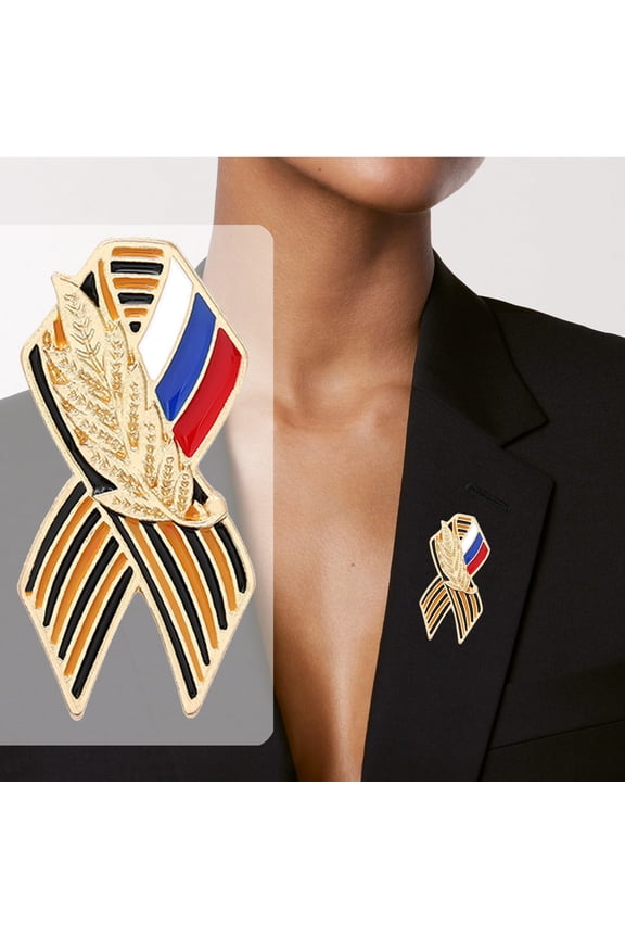 Victory Day Commemorative Brooch, QQZ Russian Flag Metal Lapel Pin Badge, Alloy Collectible Souvenir Gift for Holiday Celebration