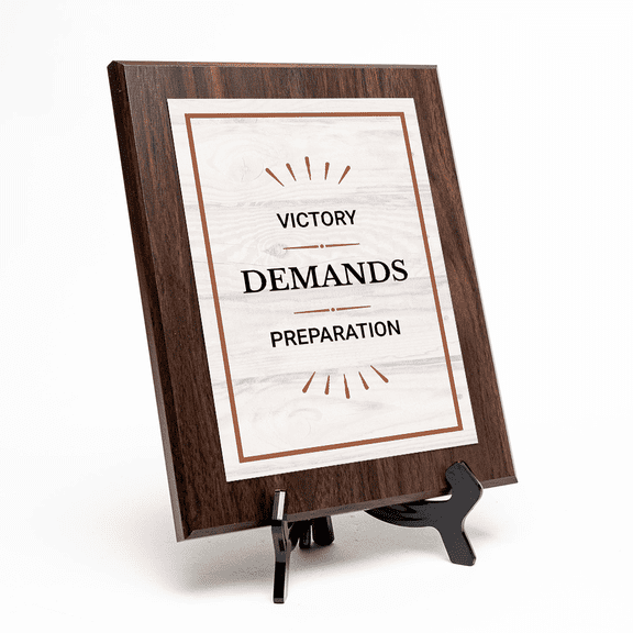 Victory Demands Preparation, Wooden Frame 5x7 Decorative Wall Plaque With Easel Acrylic Stand | Motivational Decor