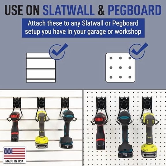 Victory Display Heavy Duty Garage Hooks | for Tools, Ladders, Garden Equipment | Fits Pegboard & Slatwall | Storage Hook for Hanging | Shed Wall Organizer for Tool Rack, Garage Wal