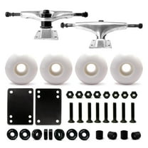 Victory Jump Skateboard Trucks and Wheels Set, Skateboard Accessories, Skateboard Trucks 5.25 inch, Skateboard wheels 52mm, Skateboard Bearings (5.25 inch Silver Truck w 52mm White Wheels)